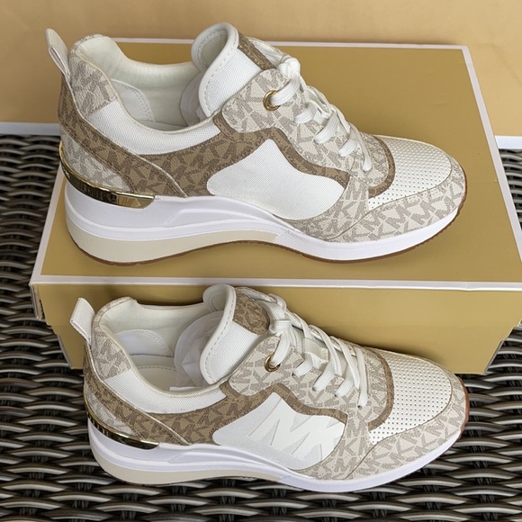 Michael Kors Crista Trainer Tech Canvas/MK Print 49F1CRFS1D OP WHITE/ECRU WMNS - Picture 3 of 16